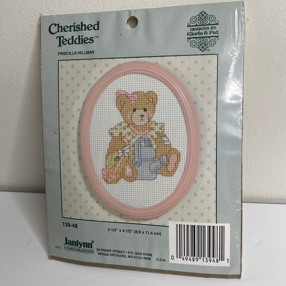 New Cherished Teddies Cross-Stitch Kit By Janlynn 3.5" X 4.5" Pink Frame